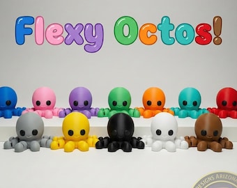 Figura de pulpo flexible — Juguete de escritorio marino impreso en 3D, regalo de criatura marina