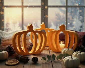 Figura decorativa de calabaza minimalista impresa en 3D de otoño neutro