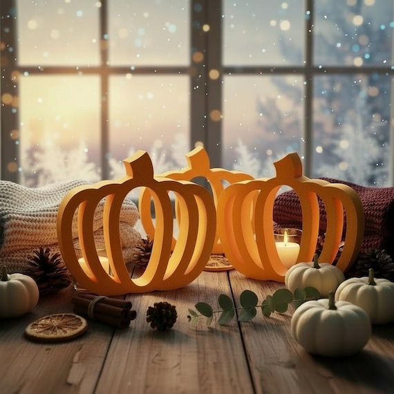 Minimalist 3D Printed Pumpkin Decor Neutral Fall Figurine