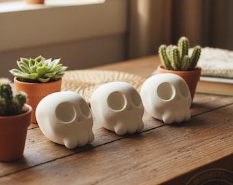 Figuritas de calaveras de dibujos animados impresas en 3D / Mini decoración de escritorio espeluznante