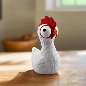 Goofy Chicken Figurine – 3D Printed Handmade Farmhouse Décor, Funny Animal Collectible Gift