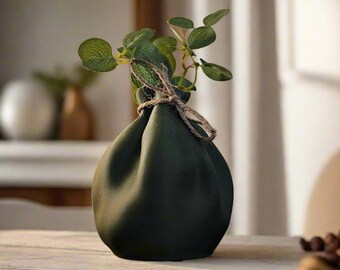 Jarrón decorativo con forma de bolsa de Papá Noel / Decoración rústica navideña impresa en 3D para el hogar