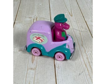 Furgoneta de reparto de Barney el Dinosaurio de 1993, coche de metal fundido a presión, Kid Dimension Vintage
