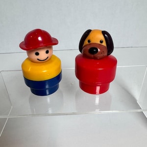 Tonka Mightys Firefighter & Dog Figures Lot 2 Red Yellow Blue Shellcore Style 19