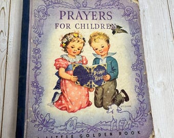 Prayers for Children Rachel Taft Dixon 1942 Little Golden Book Vintage Picture