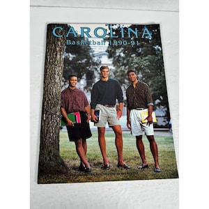 Baloncesto de Carolina 1990-91 Guía de prensa de la UNC Rick Fox Pete Chilcutt King Rice
