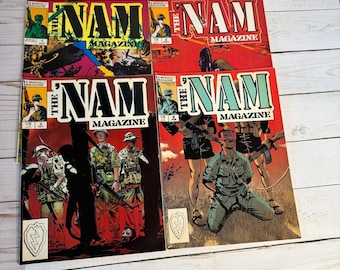 Vintage Nam Magazine Lot van 4 nummers 1, 2, 3 en 8 paperback oorlog, actie-avontuur
