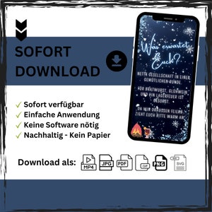 May include: A blue and white digital illustration of a winter scene with a campfire and text that reads "Was erwartet Euch?"  "Netter Gesellschaft in einer gem&uuml;tlichen Runde. F&uuml;r Bratwurst, Gl&uuml;hwein und ein Lagerfeuer ist gesorgt. Da wir draussen feiern zieht euch bitte warm an."
