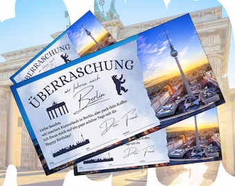 Gutschein für eine Reise nach Berlin zum Ausdrucken | Urlaub Reisegutschein Geburtstag Städtetrip | Geschenkidee Kurzurlaub nach Berlin