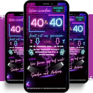 eCARD dubbele uitnodiging voor verjaardagsfeestje voor 2 personen | Digitale Whatsapp verjaardagsuitnodiging | Gepersonaliseerde geanimeerde uitnodigingskaart