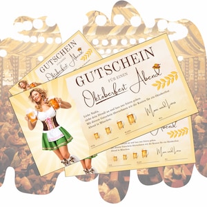 Gutschein Vorlage Oktoberfest zum Ausdrucken |  Erlebnisgutschein Lederhose Wiesn zum Geburtstag | O'zapft is Bierfest Dirndl Geschenkidee