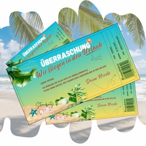 Gutschein für eine Reise ans Meer zum Ausdrucken | Urlaub Reisegutschein Geburtstag | Erlebnisgutscheinkarte für eine Urlaubsreise ans Meer