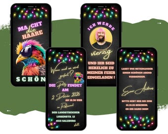 Invitación de cumpleaños en eCARD | Invitaciones digitales para WhatsApp | Embellece el cabello | Divertida tarjeta de cumpleaños animada y personalizada para móvil