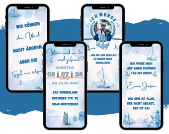 eCARD Maritime Einladungskarte | Digitale WhatsApp Anker Geburtstagskarte | Geburtstagseinladung | Geburtstag Seemann Meer Strand Leuchtturm
