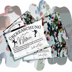 Voucher voor een klimhal om uit te printen | Cadeaubon klimwand | Boulderervaring voucherkaart | Cadeau-idee klimpark