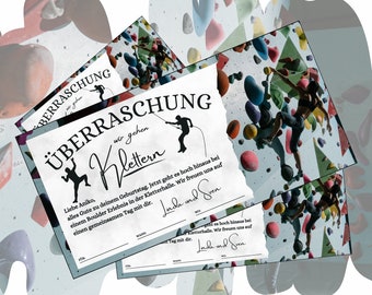 Voucher for a climbing hall to print out | Gift voucher for a climbing wall | Experience voucher card for bouldering | Gift idea for a climbing park