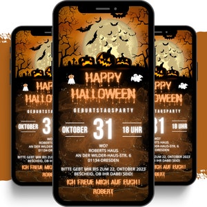 eCARD Invito alla festa di Halloween | digitale Whatsapp Instagram Facebook Invito Halloween | Celebrazione animata di Halloween | biglietto d'invito