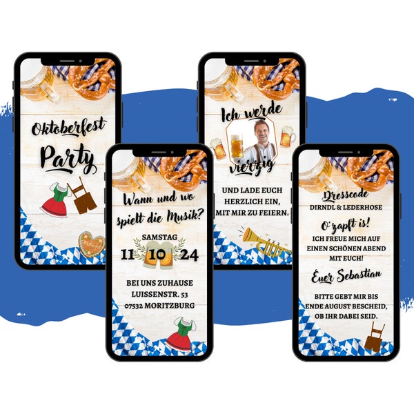 eCARD Oktoberfest Geburtstag Einladungskarte | Digitale Whatsapp Geburtstagskarte | Mottoparty O’zapft is! | Bierparty Wiesn | Bierkönig