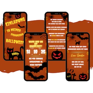 eCARD Invitation à la fête d’Halloween | invitation numérique Whatsapp Halloween | Invitation animée d’anniversaire de monstre effrayant | Célébration d'Halloween