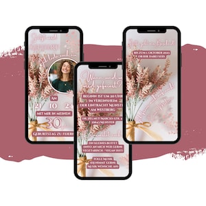 eCARD Geburtstags Party Einladung | Digitale WhatsApp Geburtstagskarten | Personalisierte Animierte Einladungskarte | Moderne Handyeinladung