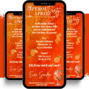 eCARD Invito alla festa Aperol Spritz | Biglietto d'invito per celebrazione digitale Whatsapp | Biglietto d'auguri animato | Cocktail e aperitivo Aperol