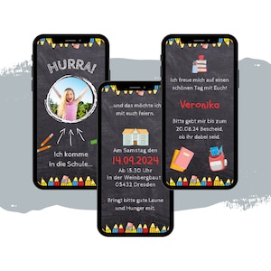 eCARD Einladung Schuleinführung | Digitale Whatsapp Einschulungskarte | Schulkind | Schulanfang | Animierte Schulstart Karte | Einschulung