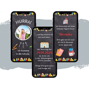 eCARD invitation to school introduction | Digital Whatsapp school enrollment card | school child | Back to school | Animated school start card | school enrollment