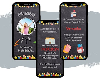 eCARD invitation to school introduction | Digital Whatsapp school enrollment card | school child | Back to school | Animated school start card | school enrollment