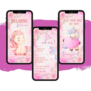 eCARD Uitnodiging voor kinderfeestje | Digitale Whatsapp-uitnodigingen | Animatie | Online uitnodigingskaart | 1e verjaardag mobiele telefoonkaart