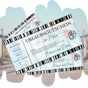 Voucher per il viaggio di vacanza da stampare | Buono regalo di compleanno | Biglietto a sorpresa personalizzato | Carta idea regalo