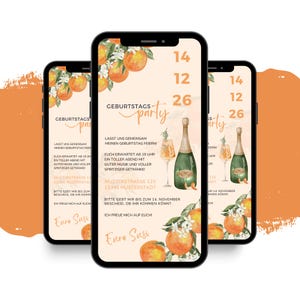 eCARD Geburtstagseinladung im Aperol Style | Digitale WhatsApp Einladungen | Moderne Personalisierte Animierte Handykarte Geburtstag