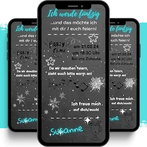 eCARD Geburtstags Party Einladung für 18. 20. 30. 40. 50. 60. | digitale Whatsapp Geburtstagseinladung | Personalisierte Geburtstagskarten