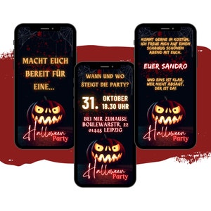 eCARD Invitation à la fête d’Halloween | Invitation numérique d’Halloween WhatsApp | Invitation d'anniversaire animée Fête d'Halloween | tromper ou traiter
