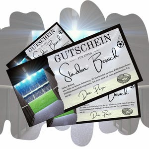 Printable voucher for a stadium visit | Football match gift idea | Football stadium voucher | Football gift voucher