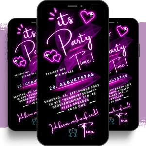Invito alla festa di compleanno eCARD per il 18° 20° 30° 40° 50° 60° | invito compleanno digitale Whatsapp | Carte animate personalizzate