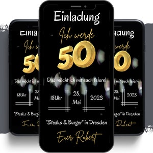 eCARD 18. 20. 30. 40. 50. Geburtstags Party Einladung | digitale Whatsapp Instagram Facebook Email Einladungen | Animierte Einladungskarten