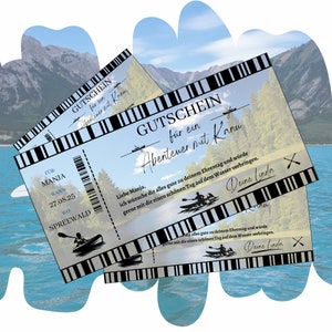 Voucher per un'escursione in canoa da stampare | Buono regalo corso di kayak compleanno | Tour in canoa con buono esperienza | Carta idea regalo