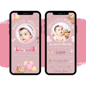 Anuncio de nacimiento con tarjeta electrónica | Tarjeta digital WhatsApp nacimiento bebé | Tarjeta de nacimiento animada | Anuncio de nacimiento | Anuncio de nacimiento anuncio de bebe