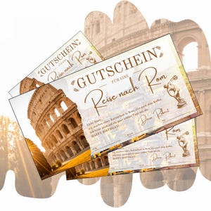 Buono per un viaggio a Roma da stampare | Buono viaggio per le vacanze compleanno | Idea regalo: breve soggiorno in Italia