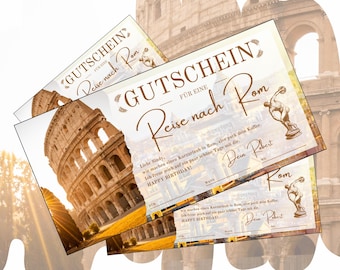 ローマ旅行のバウチャー（印刷用） |ホリデー旅行券誕生日 |ギフトのアイデア: イタリアへの小旅行