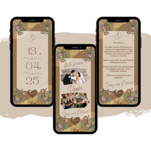 eCARD für Danksagung Hochzeit | Digitale Whatsapp Dankeskarte | Hochzeitstag Danke | Animierte Hochzeitskarte minimalistisch mit Foto Bild