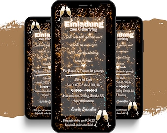 eCARD Birthday Party Invitation for 18th, 20th, 30th, 40th, 50th, 60th Birthdays | Digital WhatsApp Birthday Invitation | Personalized Birthday Cards