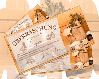 Printable sauna voucher - Wellness getaway gift idea - Sauna day template - Spa experience voucher for birthdays - Gift voucher
