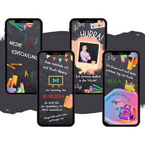 eCARD Einladung Schuleinführung | Digitale Whatsapp Einschulungskarte | Schulkind | Schulanfang |  Schulstart im Tafel Style | Einschulung