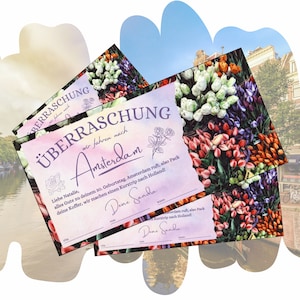 Voucher Amsterdam da stampare | Buono viaggio vacanza | Viaggio in città per il compleanno JGA | Idea regalo breve vacanza Olanda Paesi Bassi