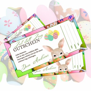 Du bon d&#39;achat plutôt que des objets | cadeau pour Pâques | modèle pour l&#39;impression | Chèque cadeau de dernière minute | idée cadeau pour passer du temps ensemble