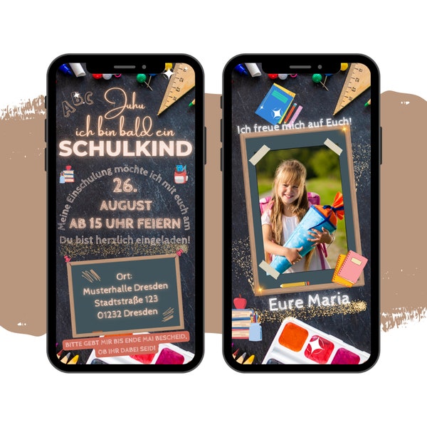 eCARD invitation to school introduction | Digital Whatsapp school enrollment card | school child | Back to school | Animated school start card | school enrollment