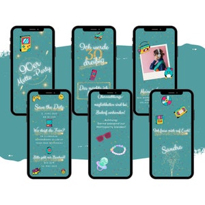 eCARD 90er Jahreparty Einladung | Digitale Whatsapp 90er Feier Einladungskarte | digitale Geburtstagseinladung 90er Jahre | Retro Mottoparty