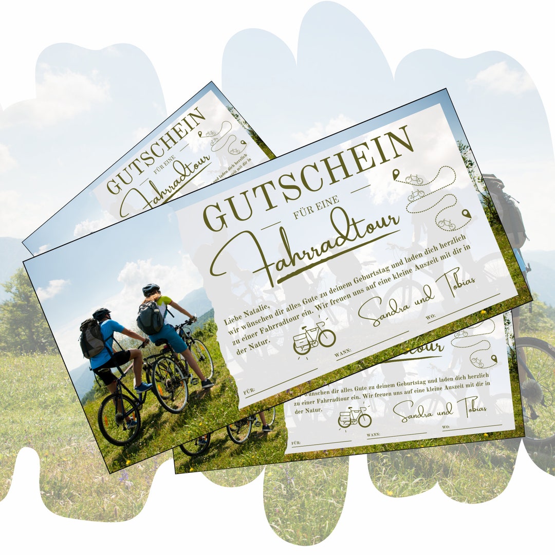Voucher for a Bike Tour to Print Out Bicycle Trip Experience Voucher as ...