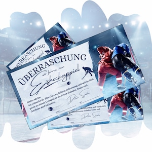 Gutschein für ein Eishockey Spiel | Vorlage zum Ausdrucken | Erlebnisgutschein als Geschenkidee | Geschenkgutschein Eishockey Stadion